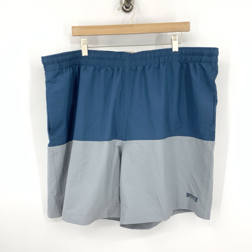 Duluth Trading Men Size 2XL Shorts Swim Trunks Bathing Suit Bottoms Gray Blue 9"